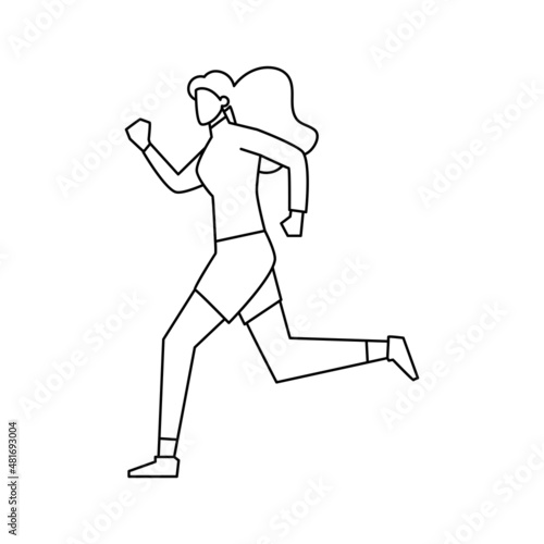 Isolated woman running draw people activities vector illustration