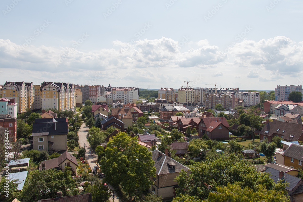 Aerial view on the city from water tower, Zelenogradsk, Russia.