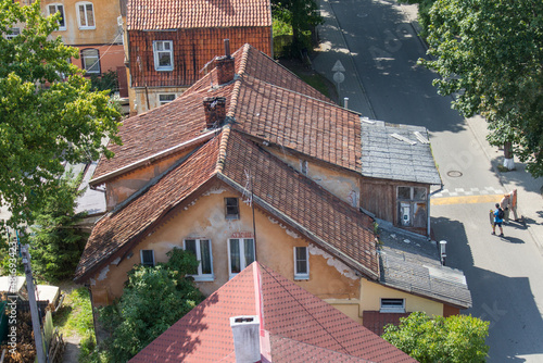 Aerial view on the city from water tower  Zelenogradsk  Russia.