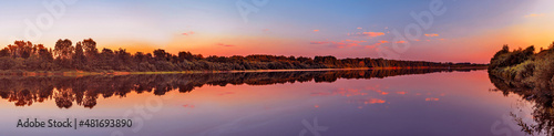 calm vyatka river at sunset on a summer evening