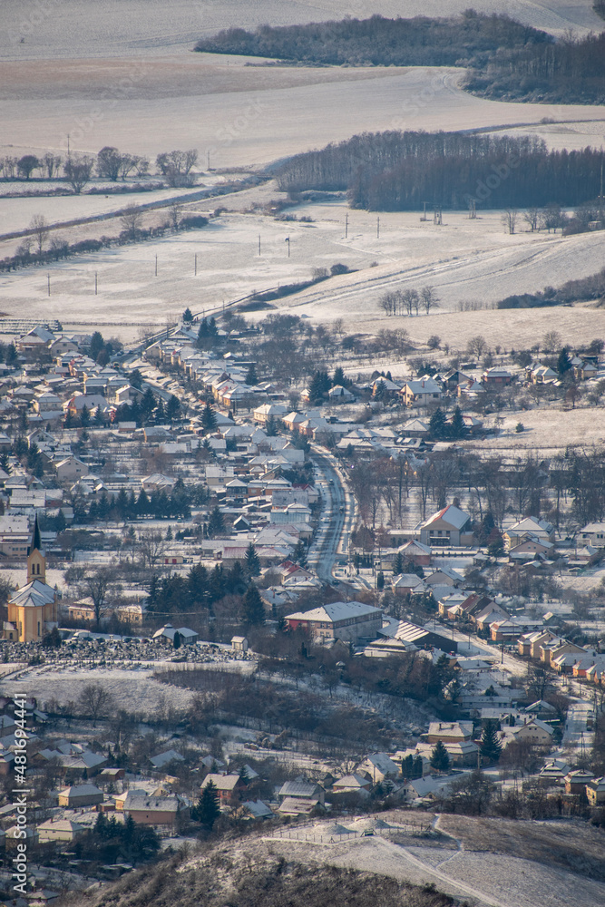 aerial view of the city of winter