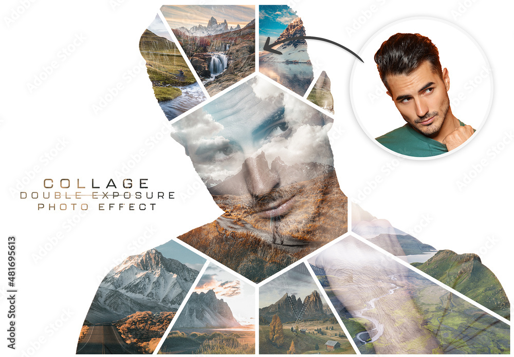 Photo Collage Double Exposure Effect Mockup Stock Template Adobe Stock