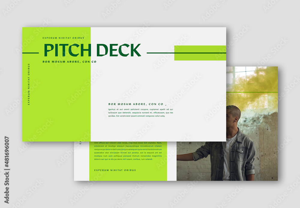 Pitch Deck with Green Accents Stock Template | Adobe Stock
