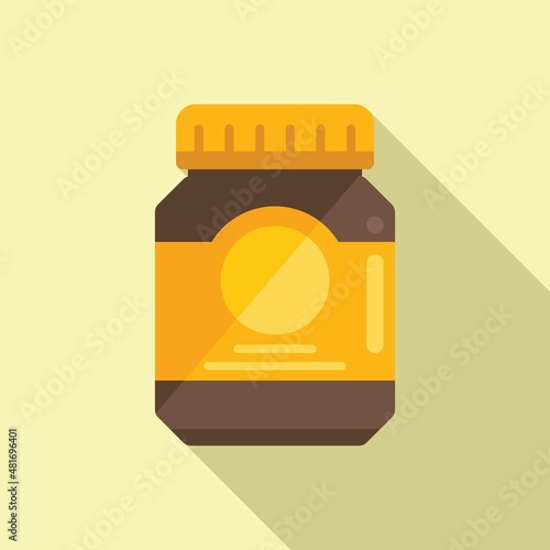 Cocoa jar icon flat vector. Cream paste