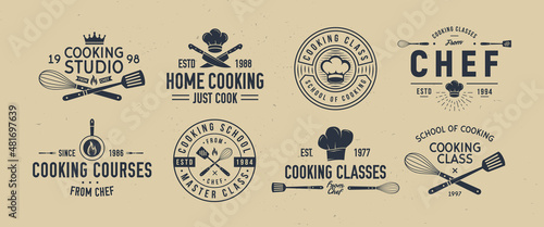 Leinwand Poster Cooking Class logo set