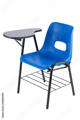 Obraz na płótnie blue plastic school desk on white background w salonie