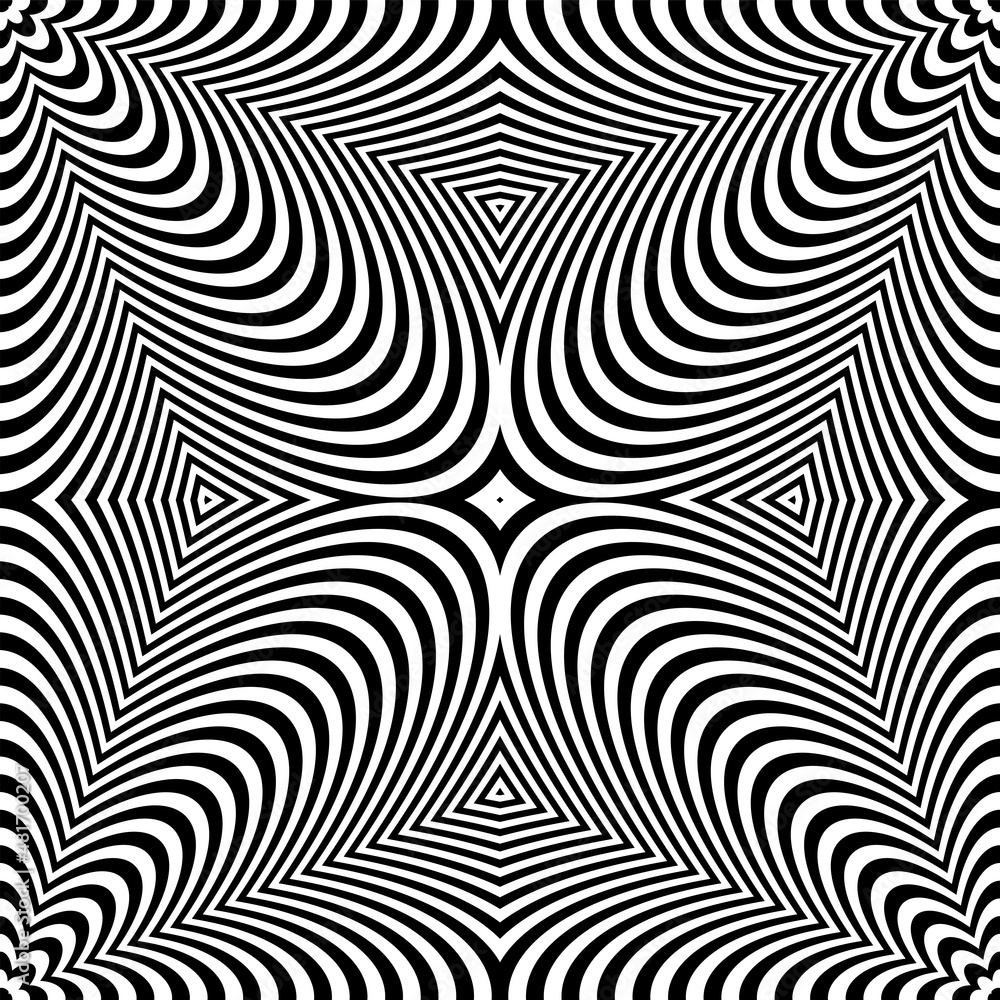 Abstract op art lines pattern with striped texture.