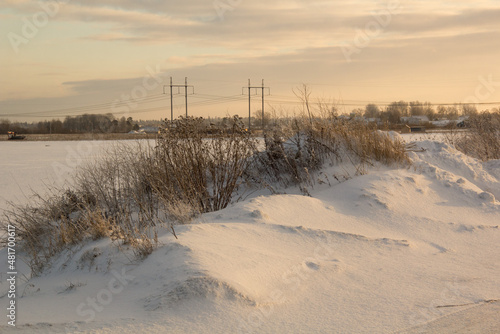 Winter fields covered with snow