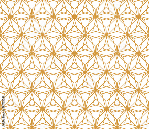 The geometric pattern with lines. Seamless vector background. White and gold texture. Graphic modern pattern. Simple lattice graphic design