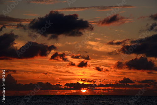 amazing seascape sunset in orange tones
