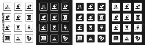 Set Broken heart or divorce, Solution problem in psychology, Insomnia, Bipolar disorder, Psychology book, Male doctor and Sad and depressed man, bad mood icon. Vector