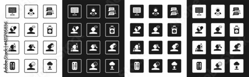 Set Online psychological counseling, Broken heart or divorce, Encephalogram, Antidepressants, Psychology, Yin Yang symbol and Alcoholism icon. Vector