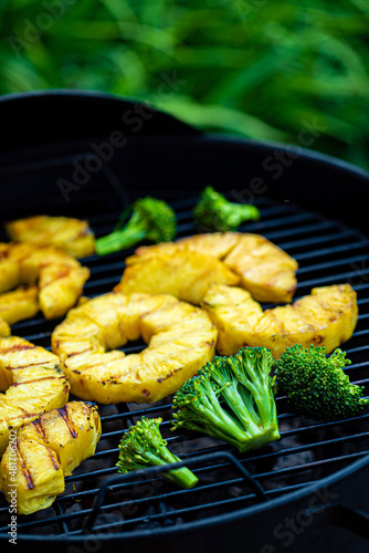 grilled pineapple and broccoli photo