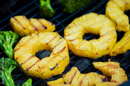 grilled pineapple and broccoli
