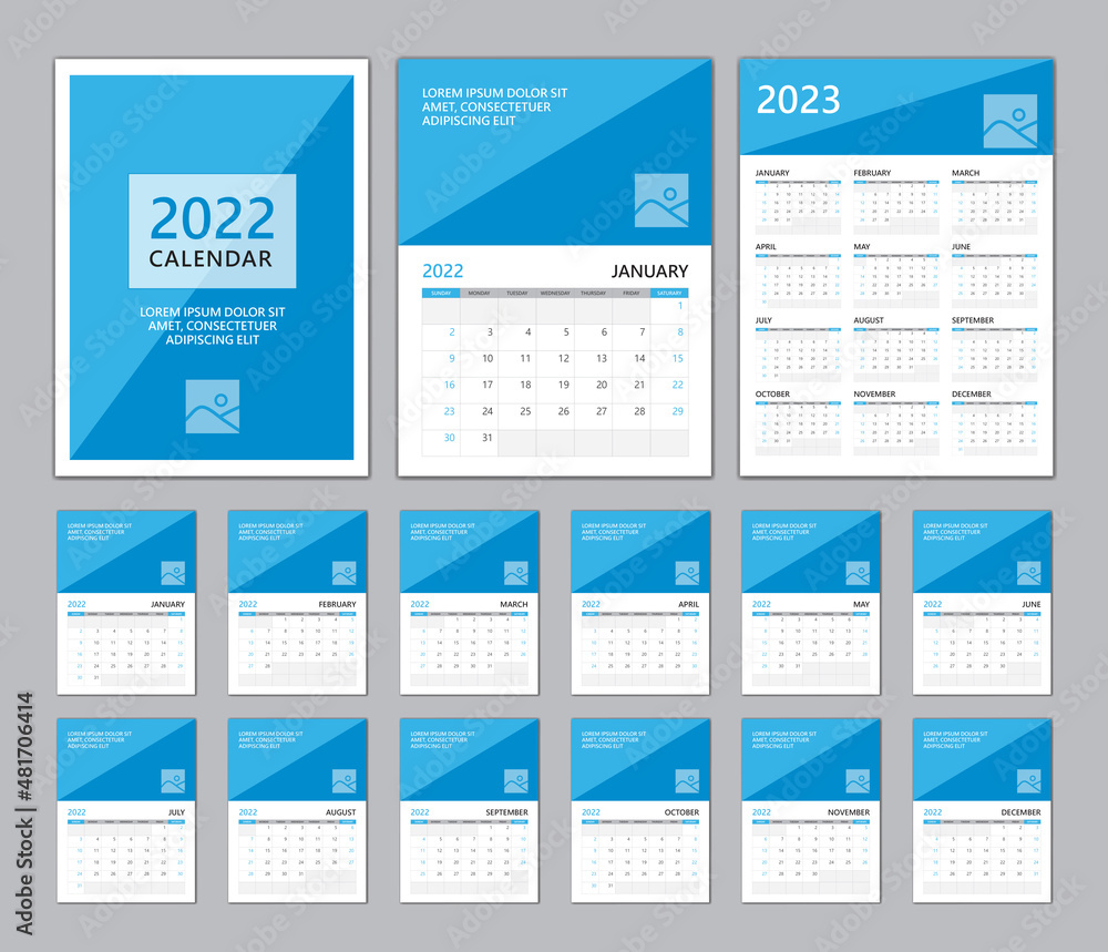 Calendar 2022 2023 Template Set Desk Calendar 2022 Template Set Of 12