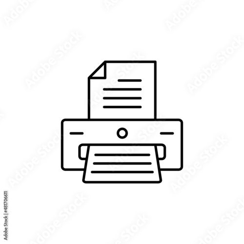 Business and finance outline vector icon. Printer, document vector icon