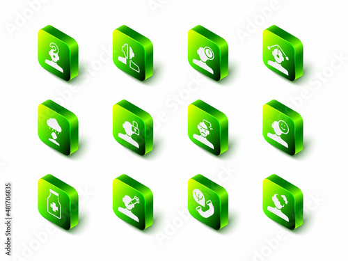 Set Bipolar disorder, Insomnia, Hypnosis, Good mood, Solution problem in psychology, Concussion, headache, Online psychological counseling and Addiction to the drug icon. Vector