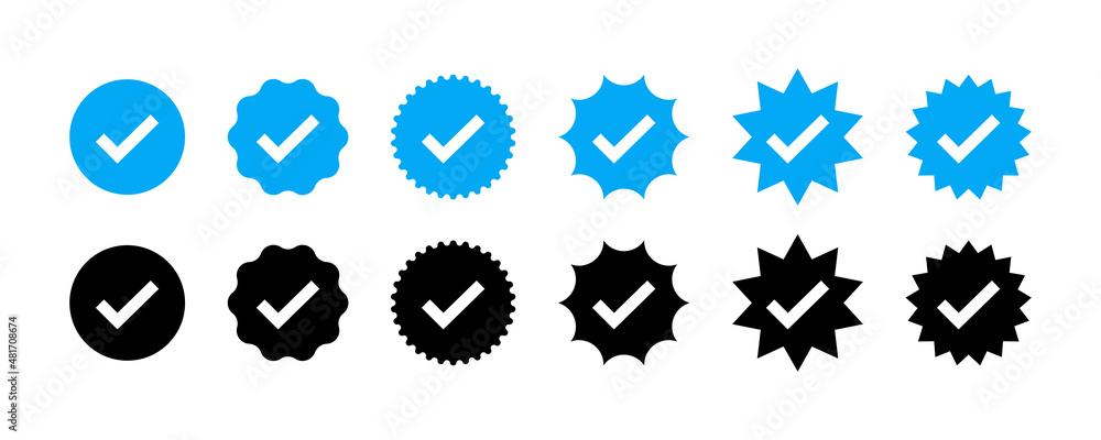 Checkmark sign. Verified symbol. Approval done element collection. Stock vector - obrazy, fototapety, plakaty 