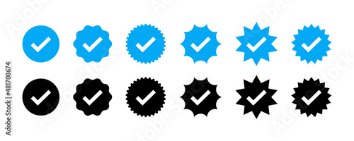 Checkmark sign. Verified symbol. Approval done element collection. Stock vector