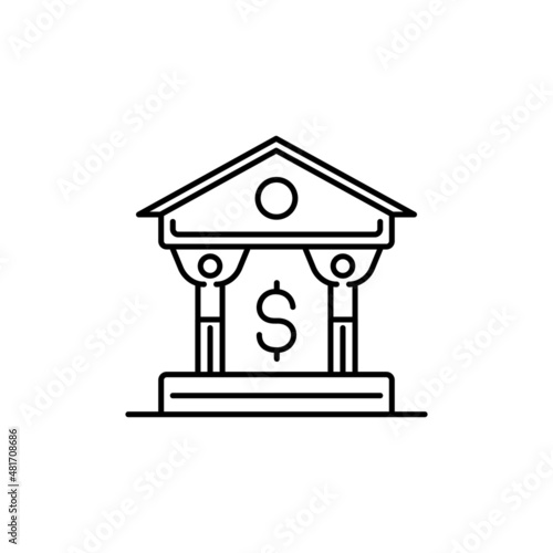 Business and finance outline vector icon. Bank, lift, man vector icon