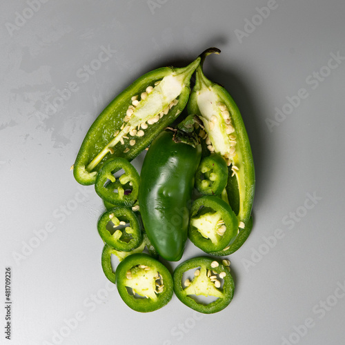 Jalapeño Peppers cut top view