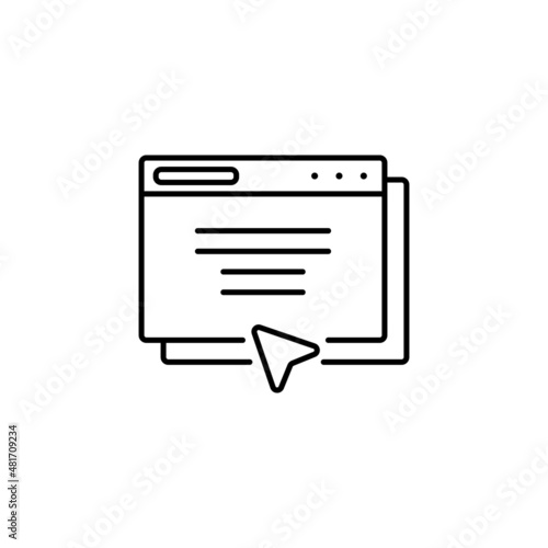Business and finance outline vector icon. Web page, mouse crsour vector icon