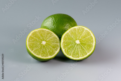 Lime with cut lime side view