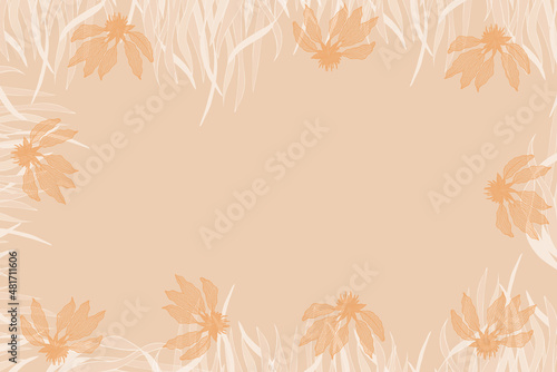 Wallpaper Mural Beżowe tło z białą roślinną ramką. Torontodigital.ca