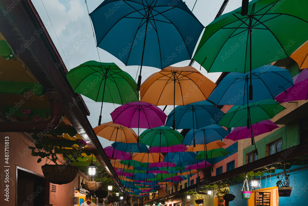 colorful umbrellas in guatape el peñol