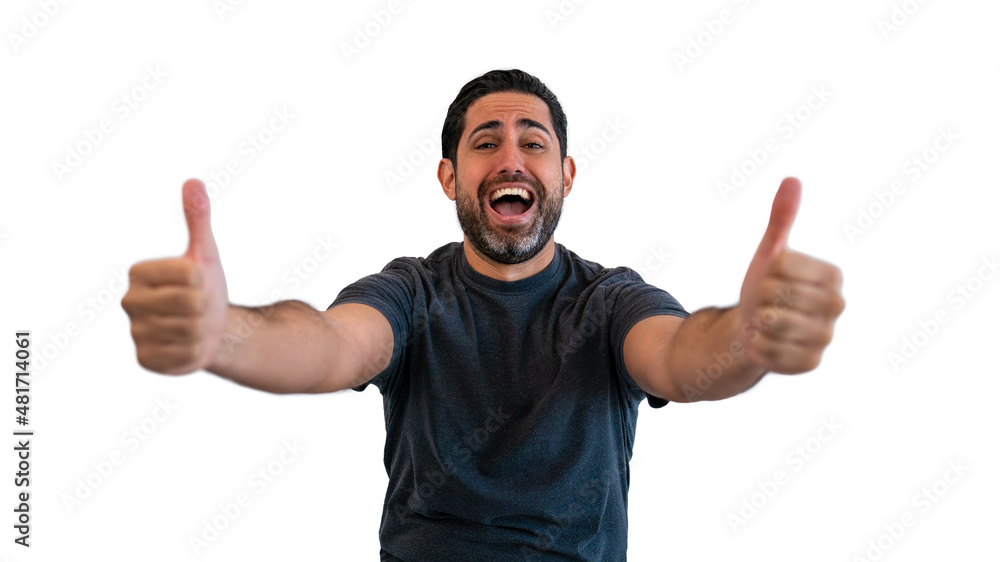 Handsome man approving doing positive gesture with hand, thumbs up for success Handsome man approving doing positive gesture with hand, thumbs up for success