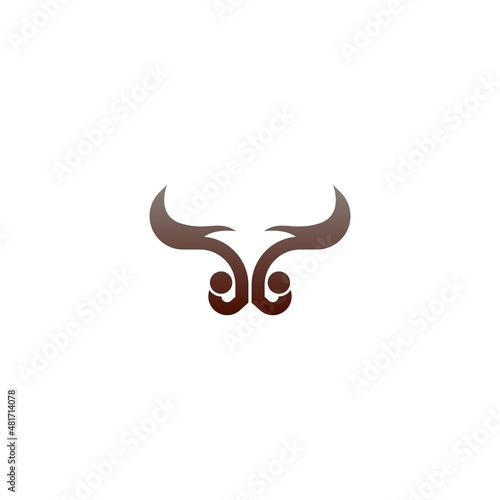 Bull icon logo, buffalo head icon logo vector