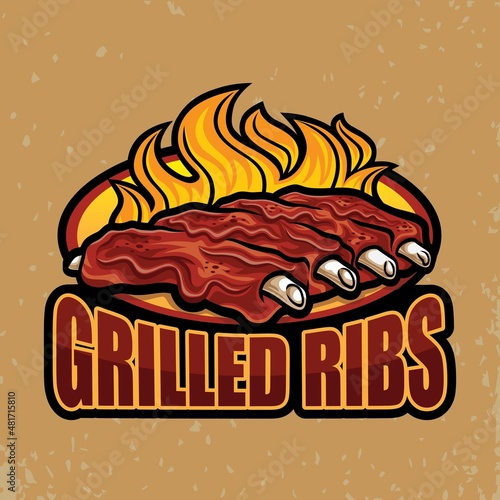 Grilled Ribs Logo Vector Design