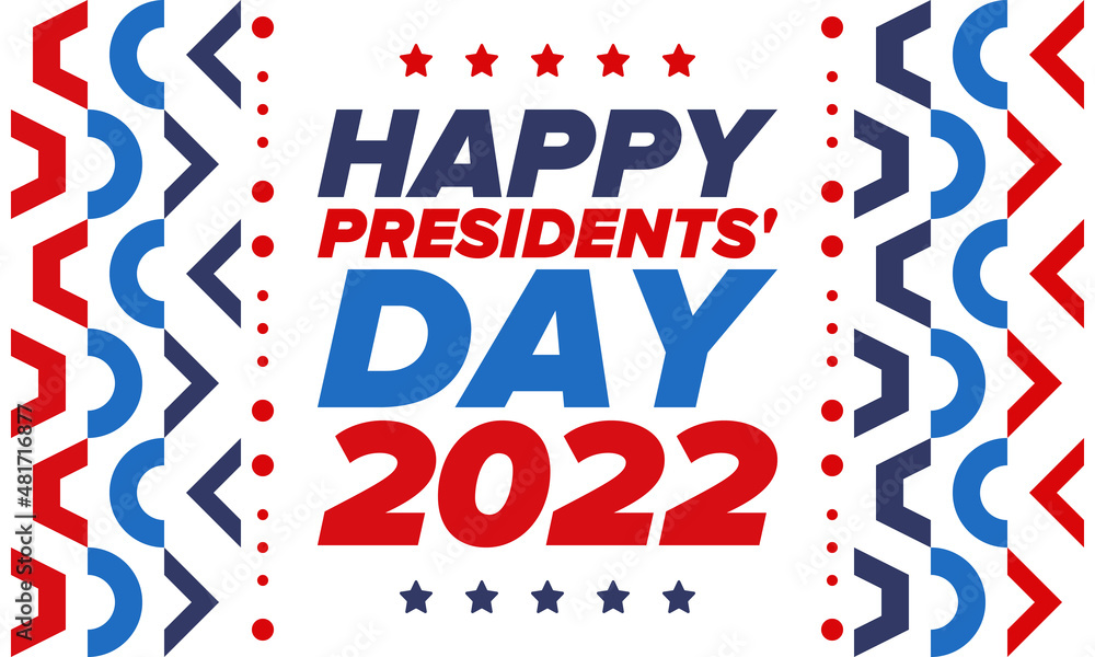 Obraz premium Happy Presidents day in United States. Washington's Birthday. Federal holiday in America. Celebrated in February. Patriotic american elements. Poster, banner and background. Vector illustration