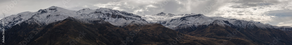 Panoramic image of the mountains that surround the Colca Canyon, in Arequipa, Peru