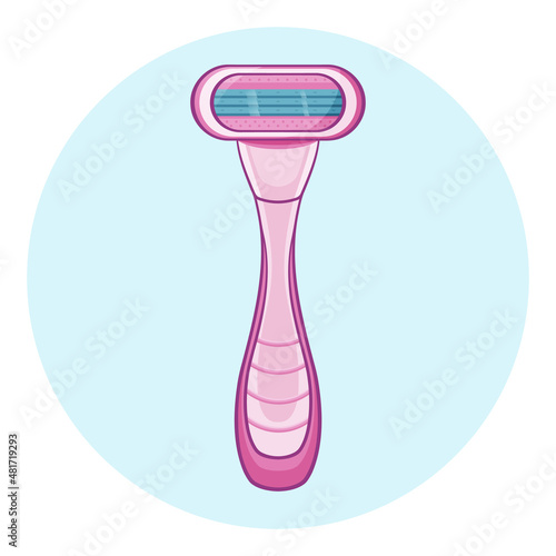 Women's pink razor vector illustration. Bright shaver isolated on white background.