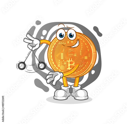 bitcoin hypnotizing cartoon. cartoon mascot vector