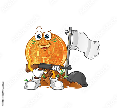 bitcoin army character. cartoon mascot vector