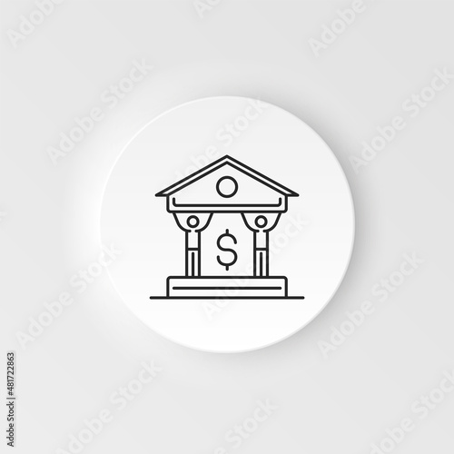 Business and finance neumorphic style vector icon Bank, lift, man neumorphic style vector icon