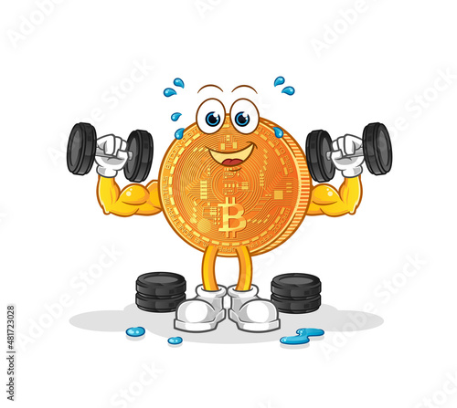 bitcoin weight training illustration. character vector