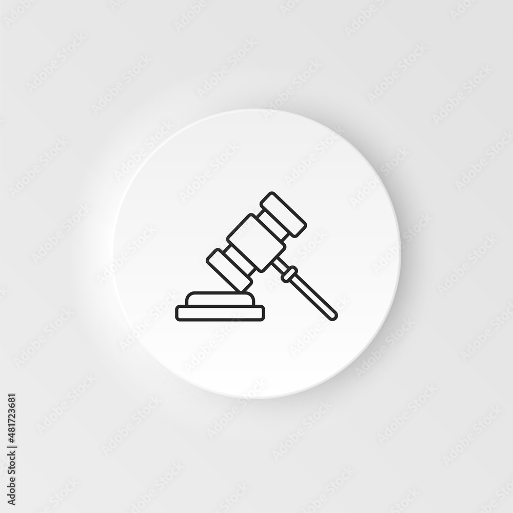 Business and finance neumorphic style vector icon Law, judge gavel neumorphic style vector icon Business and finance neumorphic style vector icon Law, judge gavel neumorphic style vector icon