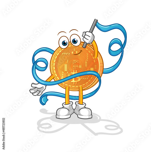 bitcoin Rhythmic Gymnastics mascot. cartoon vector