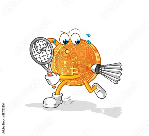 Wallpaper Mural bitcoin playing badminton illustration. character vector Torontodigital.ca