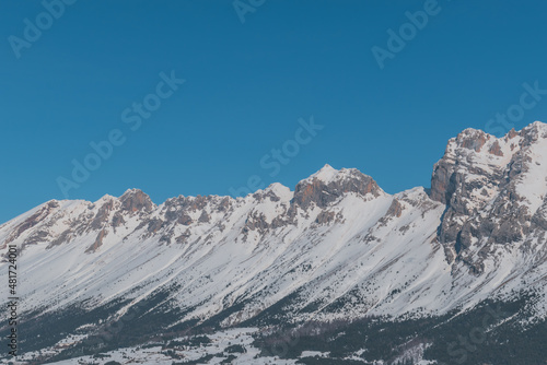 A picturesque landscape view of the French Alps mountains on a cold winter day  La Joue du Loup  Devoluy 