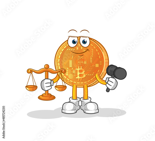 bitcoin lawyer cartoon. cartoon mascot vector