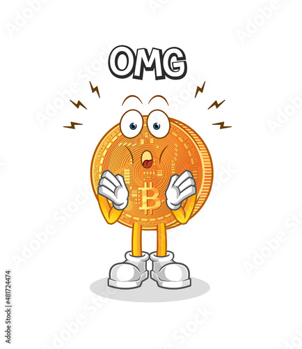 bitcoin Oh my God vector. cartoon character