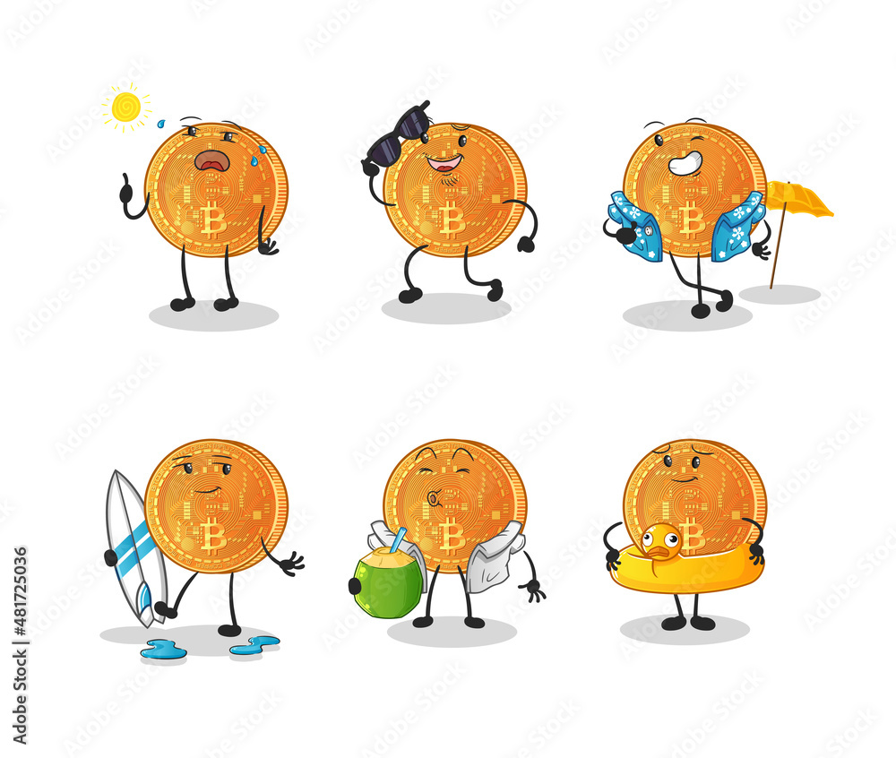 bitcoin holiday character. cartoon mascot vector bitcoin holiday character. cartoon mascot vector