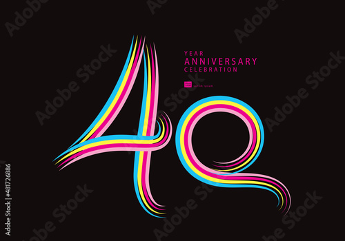 40 years anniversary celebration logotype colorful line vector, 40th birthday logo, 40 number, Banner template, vector design template elements for invitation card and poster.