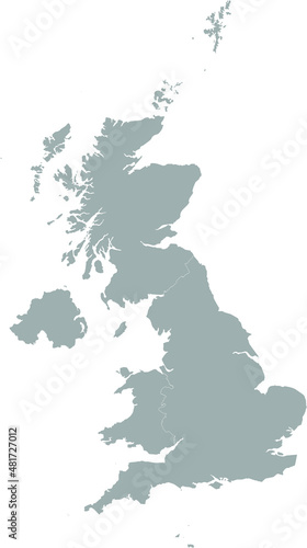 Gray map of the countries of the United Kingdom