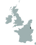 Black Map of Luxembourg within the gray map of Western Europe