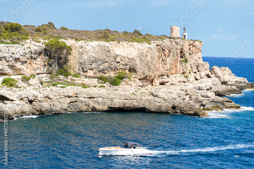 Landscape of Spain Island Mallorca Cala Figuera, fishermans marine bay with boats in sea port in summertime 